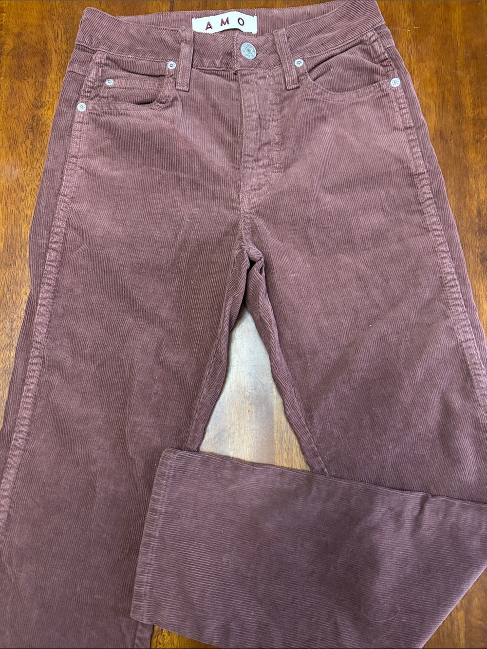 AMO Chelsea Crop Corduroy Pants in Deep Mauve NWOT